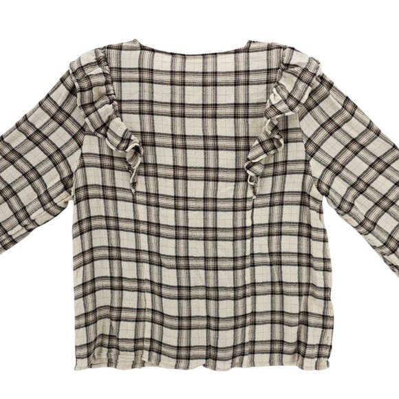 SEZANE Angela Shirt Ruffle Blouse Button Up Viscose Wool Size 38 - MEDIUM - Picture 4 of 10